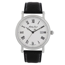 Mathey-Tissot City Leather White Dial Swiss Made Men's Watch - HB611251ABR