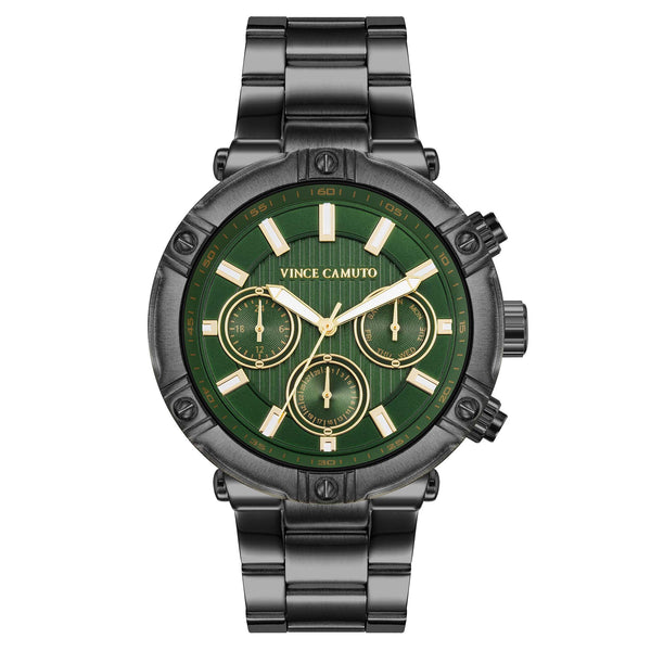 Vince Camuto Gunmetal Steel Green Dial Multi-function Men's Watch - VC1137GRDG