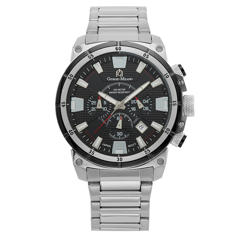 Giorgio Milano Silver Steel Black Dial Chronograph Men's Watch - 206ST3