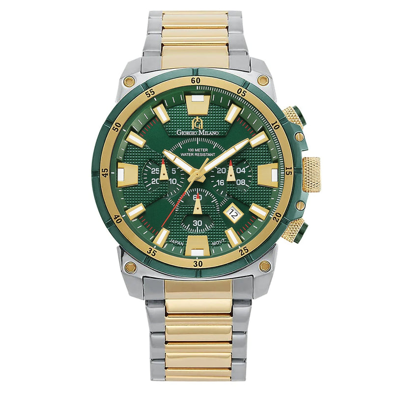 Giorgio Milano Two-Tone Steel Green Dial Chronograph Men's Watch - 206STG18