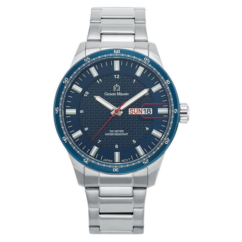 Giorgio Milano Silver Steel Blue Dial Men's Watch - 208ST4