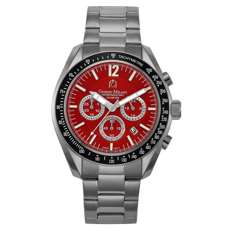 Giorgio Milano Black Steel Red Dial Chronograph Men's Watch - 219SGY14