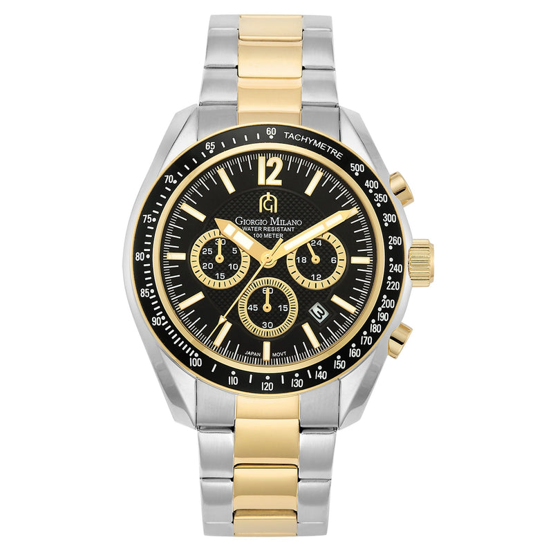 Giorgio Milano Two-Tone Steel Black Dial Chronograph Men's Watch - 219STG3