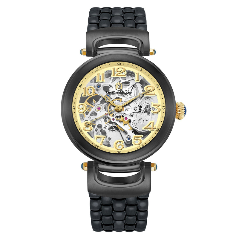 Giorgio Milano Black Stainless Steel Gold Dial Automatic Men's Watch - 226SBK05