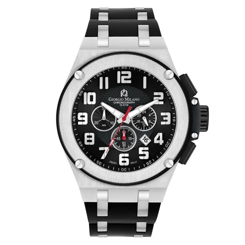 Giorgio Milano Silver & Black Band Chronograph Men's Watch - 232STBK313