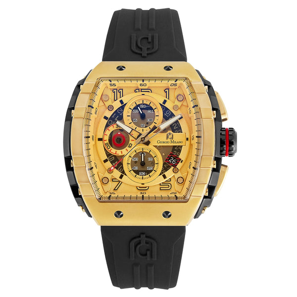 Giorgio Milano Black Silicone Band Gold Dial Chronograph Men's Watch - 233SGBK513