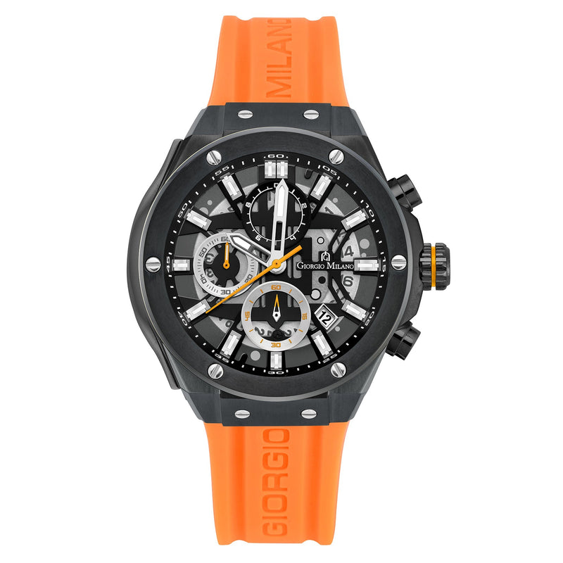 Giorgio Milano Orange Silicone Black Dial Chronograph Men's Watch - 240SBK318