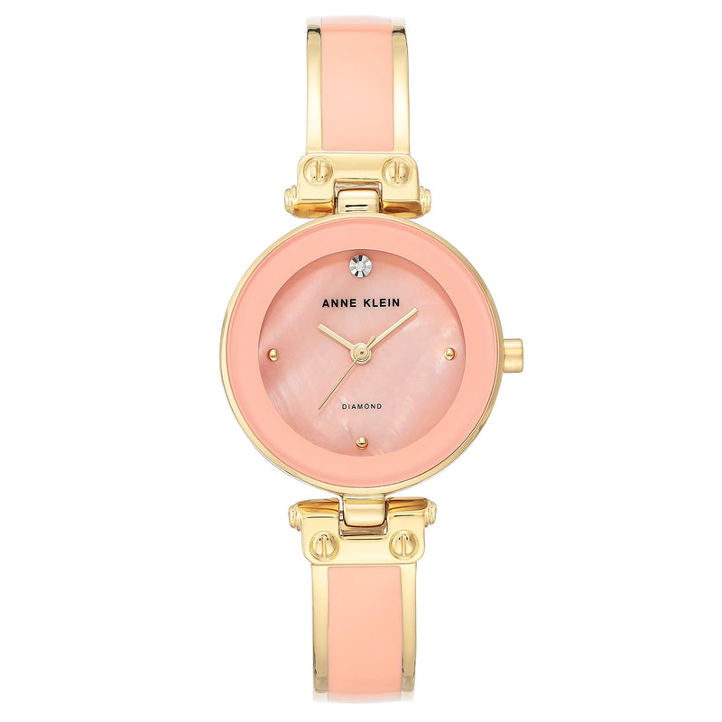 Anne Klein Gold with Pink Band Mother of Pearl Dial Women's Watch - AK1980PKGB