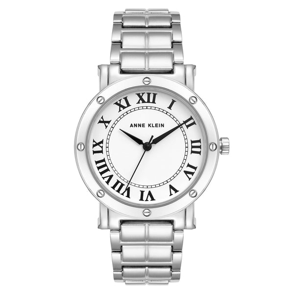Anne Klein Silver Band White Dial Women's Watch - AK4013WTSV