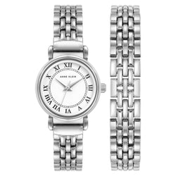 Anne Klein Silver-Tone Bracelet White Dial Women's Watch - AK4145SVST