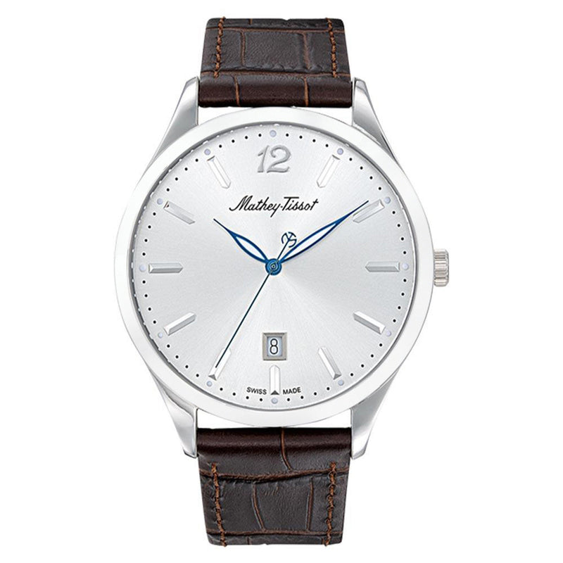 Mathey-Tissot Urban Leather Silver Dial Swiss Made Women's Watch - D411AS