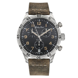 Mathey-Tissot Type 21 Flyback Leather Black Dial Swiss Made Men's Watch - H1821CHALNO