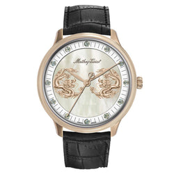 Mathey-Tissot Limited Edition Edmond Dragon Black Leather White Dial Automatic Men's Watch - H1886PI1
