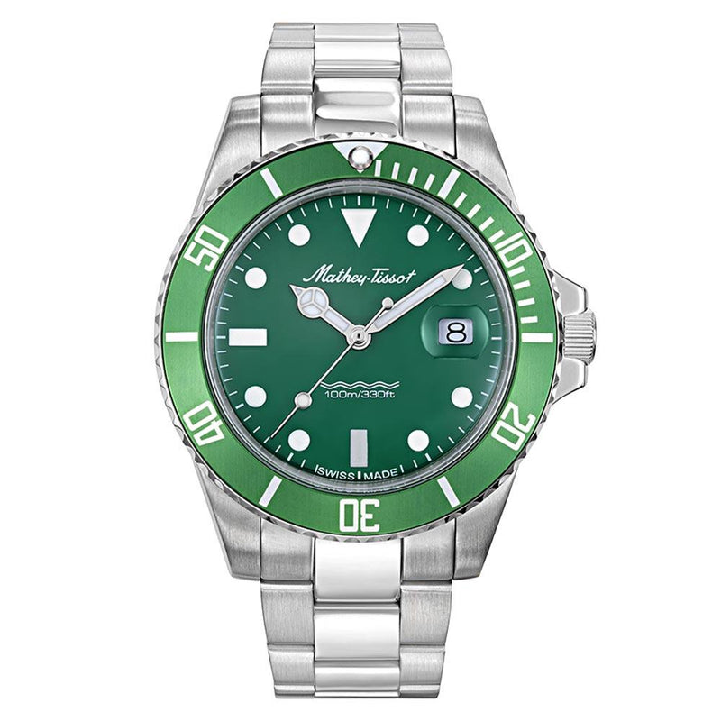 Mathey-Tissot Mathy Vintage Quartz 42 mm Stainless Steel Green Dial Swiss Made Men's Watch - H901AV