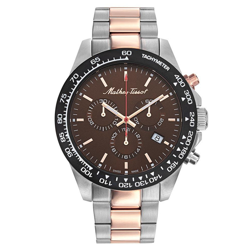 Mathey-Tissot Mathy Chrono Stainless Steel Brown Dial Swiss Made Men's Watch - H901CHRM