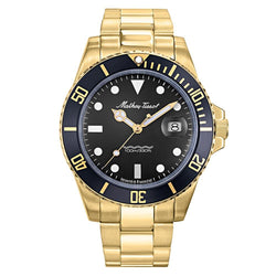 Mathey-Tissot Mathy Vintage Gold Stainless Steel Black Dial Men's Watch - H901PN
