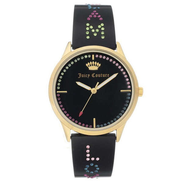 Juicy Couture Black Band with Multi-colour Swarovski Crystals Women's Watch - JC1084GPBK