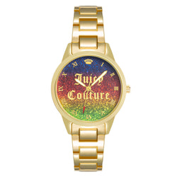 Juicy Couture Gold Band Rainbow Glitter Ombre Dial Women's Watch - JC1276RBGB