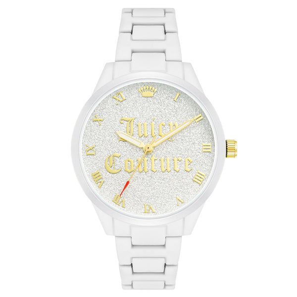 Juicy Couture White Band Glitter Dial Women's Watch - JC1358WTWT