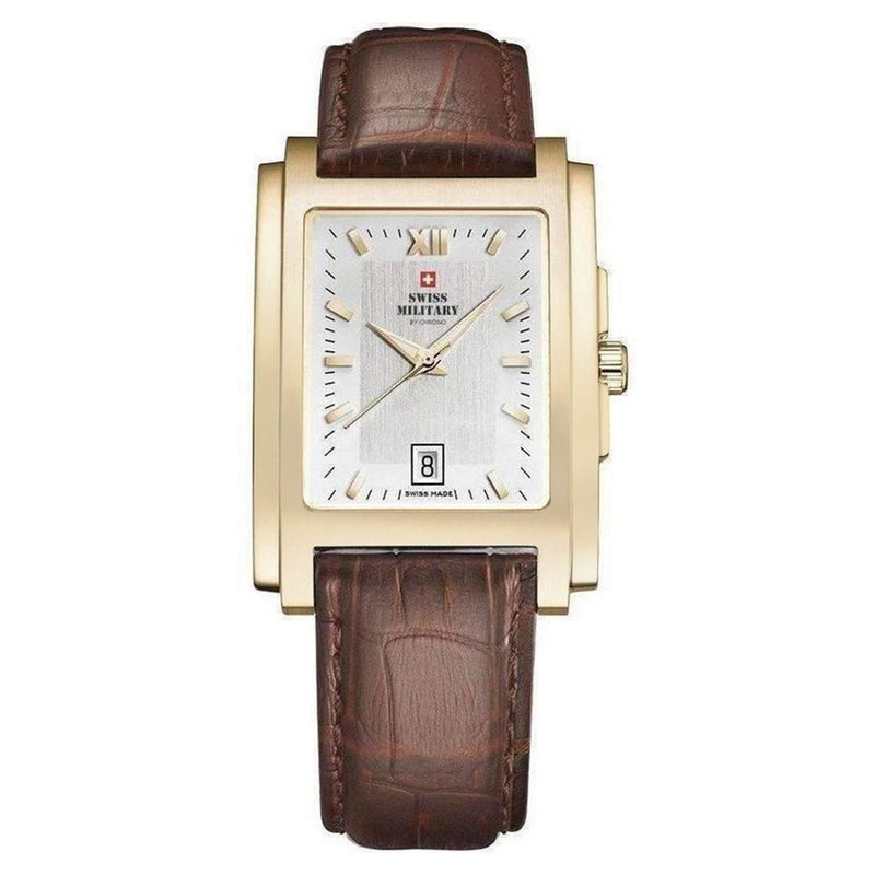 Swiss Military Brown Leather White Dial Men's Watch - SM30053.08
