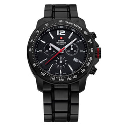 Swiss Military Black Steel Chrono Men's Watch - SM34033.03