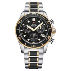 Swiss Military Stainless Steel Black Dial Chronograph Men's Watch  - SM34051.02