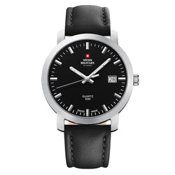 Swiss Military Classic Black Leather Men's Watch - SM34083.04