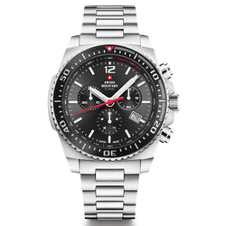 Swiss Military Silver Steel Black Dial Chronograph Men's Watch - SM34093.01