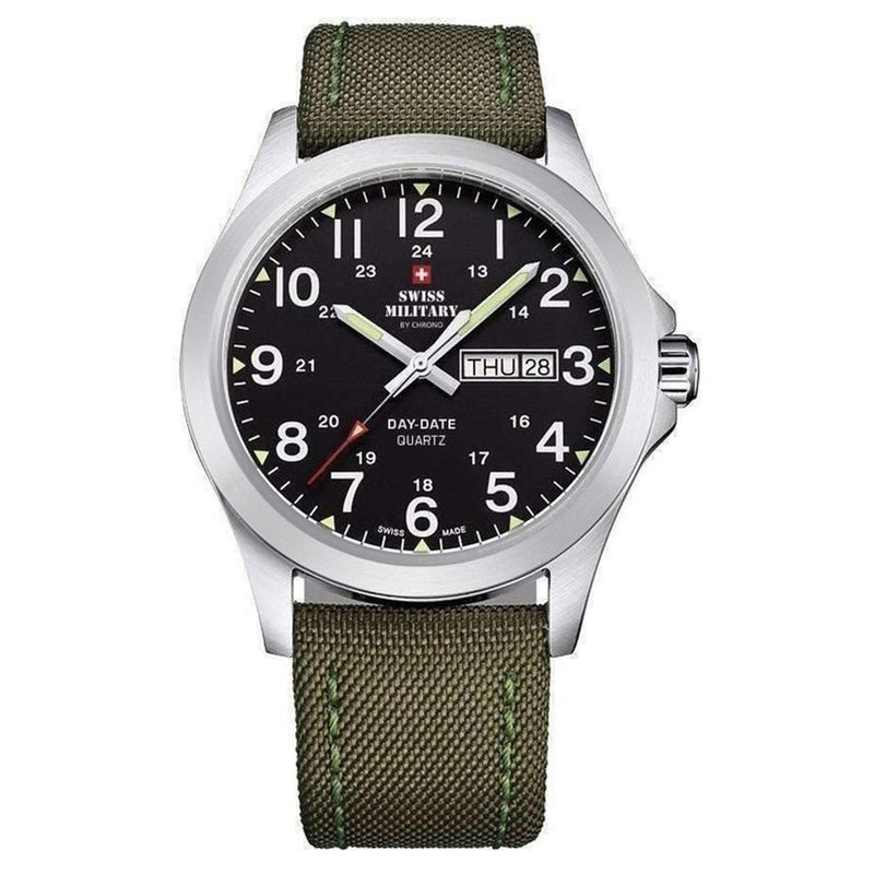 Swiss Military Army Green Fabric Black Dial Men's Watch SMP36040