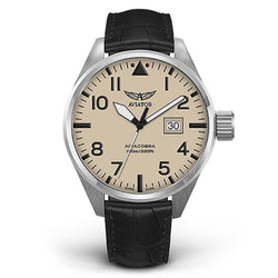 Aviator Brown Leather Men's Swiss Made Watch - V12201904