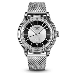 Aviator Steel Mesh Silver Dial Men's Automatic Swiss Made Watch - V33202475