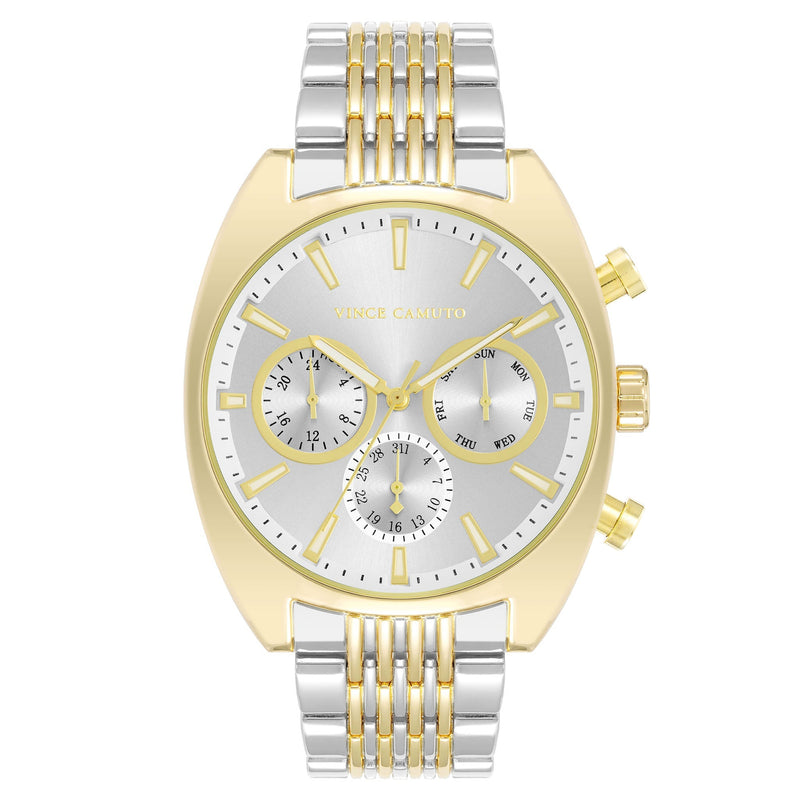 Vince Camuto Two-Tone Band Silver Dial Multi-function Men's Watch - VC1040WTTT