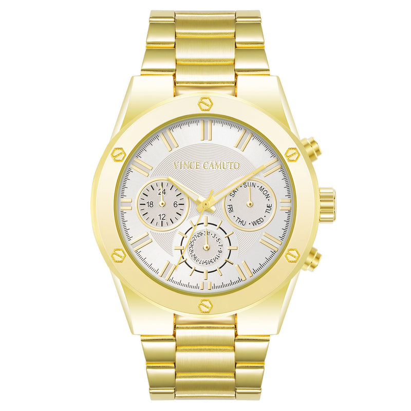 Vince Camuto Gold Steel Silver Dial Multi-function Men display picture 2