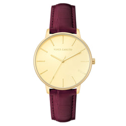 Vince Camuto Burgundy Leather Champagne Dial Men's Watch - VC8007CHTTBY