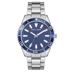 Vince Camuto Silvertone Blue Dial Men's Watch - VC8015BLSV