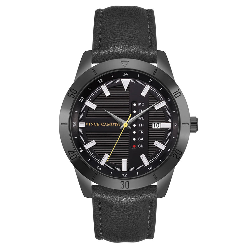 Vince Camuto Black Leather Men's Watch - VC8035DGBKBK