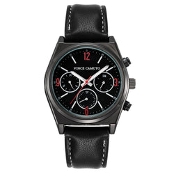 Vince Camuto Black Leather Multi-Function Men's Watch - VC8036DGBKBK
