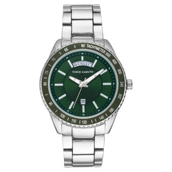 Vince Camuto Silvertone Green Dial Men's Watch - VC8042GNSV