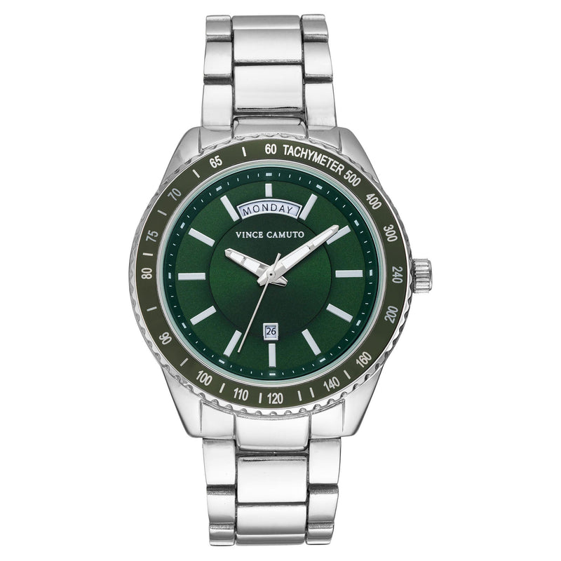 Vince Camuto Silvertone Green Dial Men's Watch - VC8042GNSV
