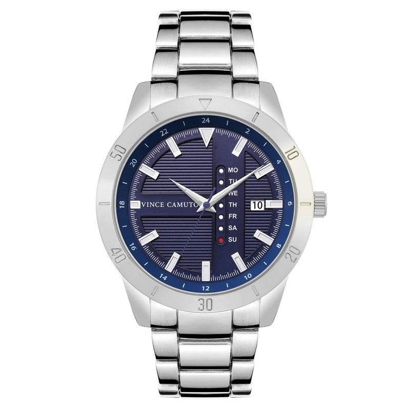 Vince Camuto Silvertone Navy Dial Men's Watch - VC8043NVSV