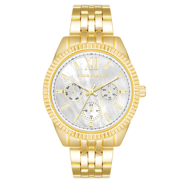 Vince Camuto Goldtone Steel White MOP Dial Women's Watch - VC9006MPGB