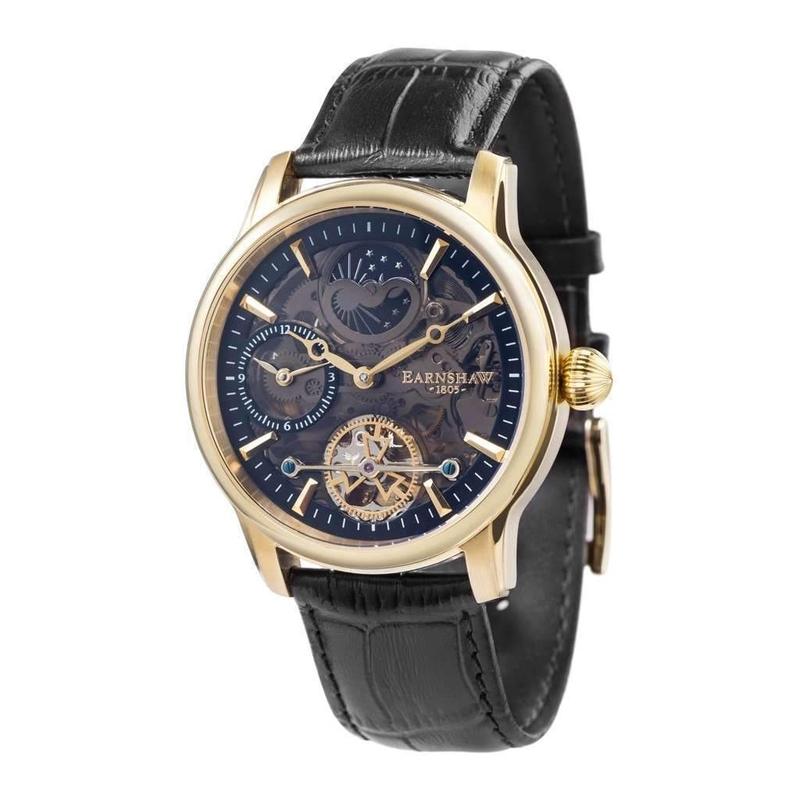 Earnshaw Longitude Shadow Automatic Leather Mens Watch - ES-8063-05