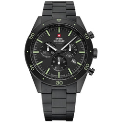 Swiss Military Black Steel Chrono Men's Watch - SM34079.03