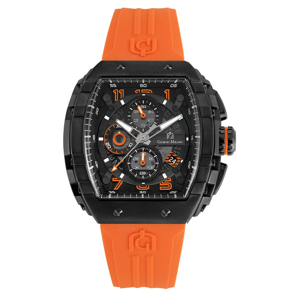 Giorgio Milano Orange Silicone Band Black Dial Men's Watch - 233SBK318