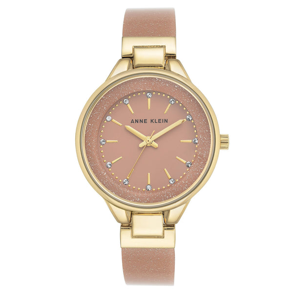 Anne Klein Gold with Light Pink Shimmer Band Women's Watch - AK1408LPLP