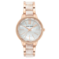 Anne Klein Rose Gold with White Marble Acrylic Band Women's Watch - AK1412RGWT