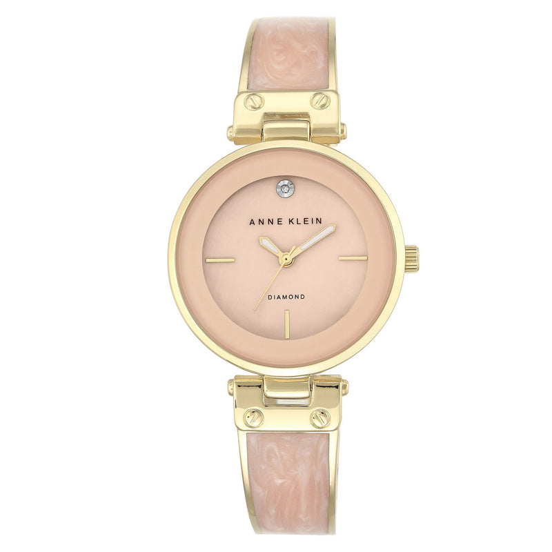 Anne Klein Gold with Light Pink Marble Band Blush Mother of Pearl Dial Women's Watch - AK2512LPGB