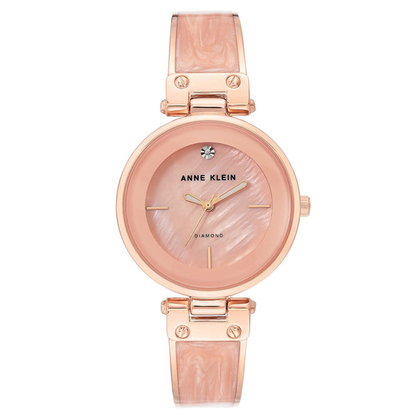 Anne Klein Rose Gold with Light Pink Marble Band Women's Watch - AK2512LPRG