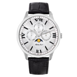 Mathey-Tissot Edmond Moon Leather White Dial Swiss Made Men's Watch - H1886RAI