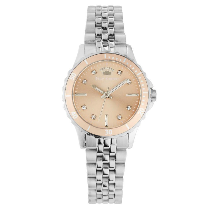 Juicy Couture Silver-Tone Band Light Pink Dial with Crystals Women's Watch - JC1137LPSV
